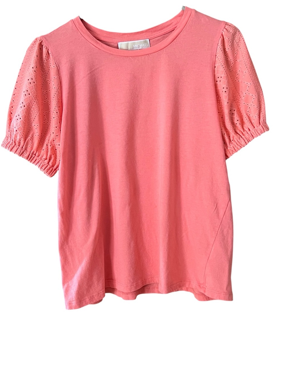 Michael Michael Kors Coral Pink Puff Sleeve Tee Eylet Sleeves Size Medium